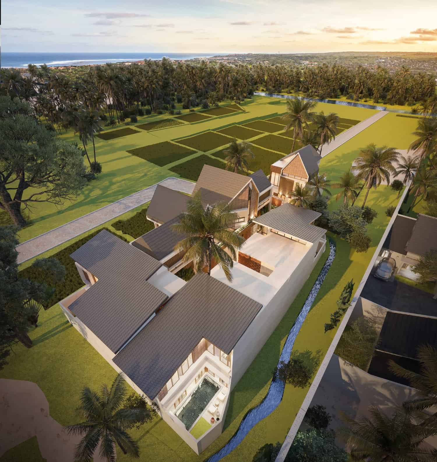 Villa Dengan View Sawah, Dapat Sungai Istimewa, Hanya 10 Menit Ke Pantai di Kedungu Tabanan.